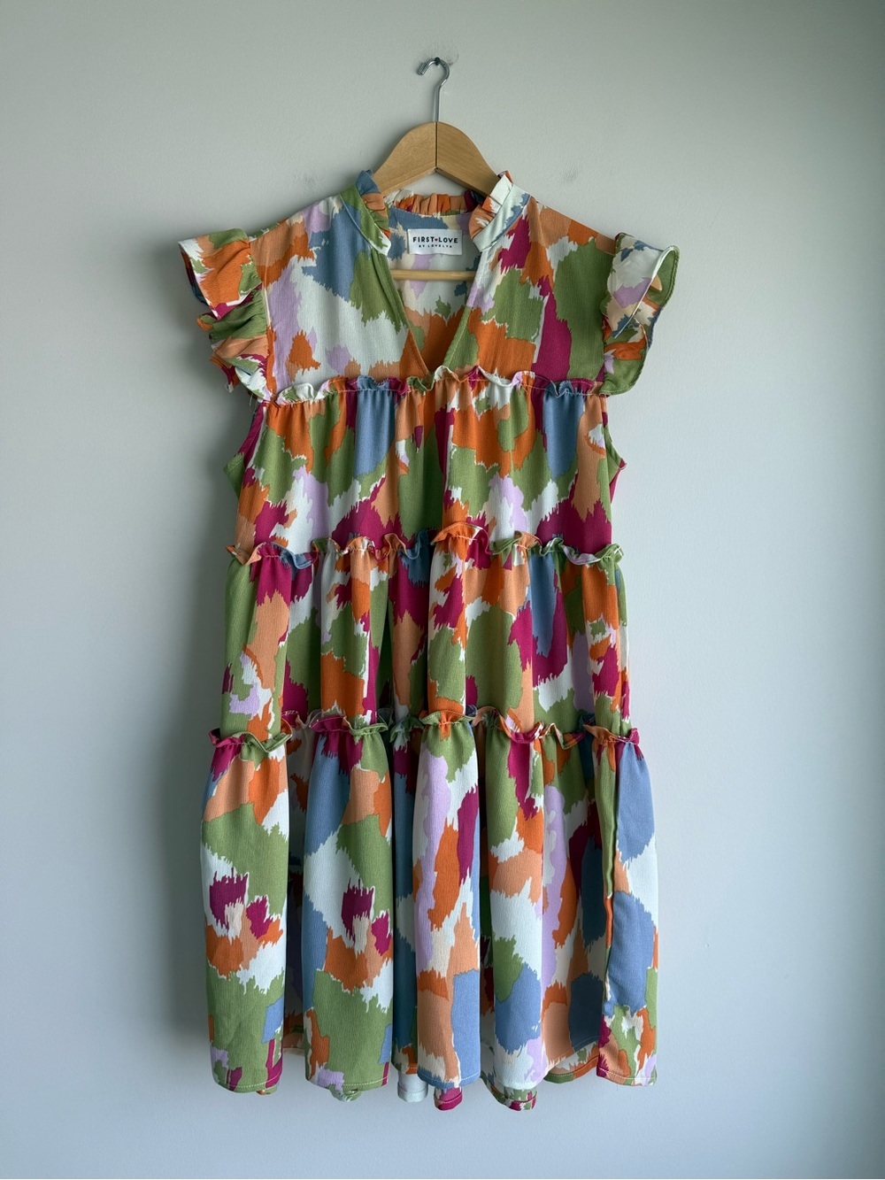 First Love by Lovelyn Abstract Tiered Ruffle Dress Medium